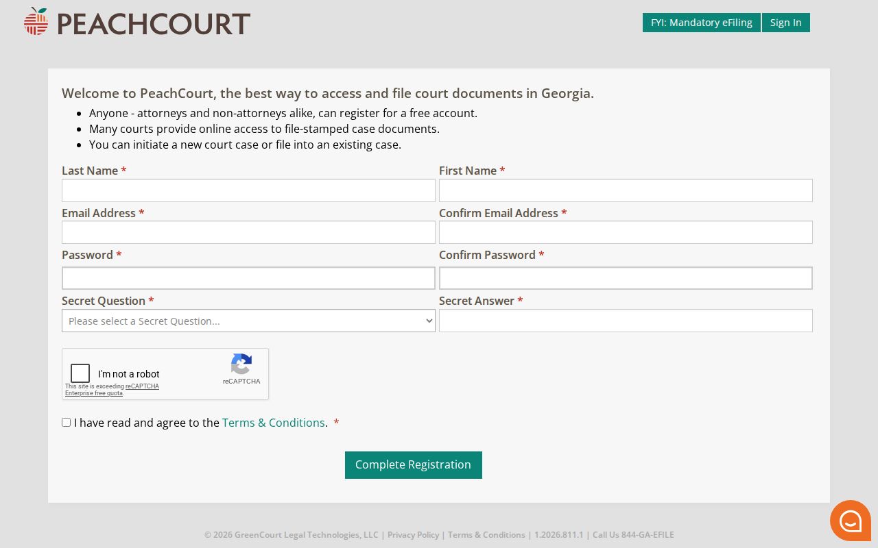 Chattooga County case search PeachCourt registration reference
