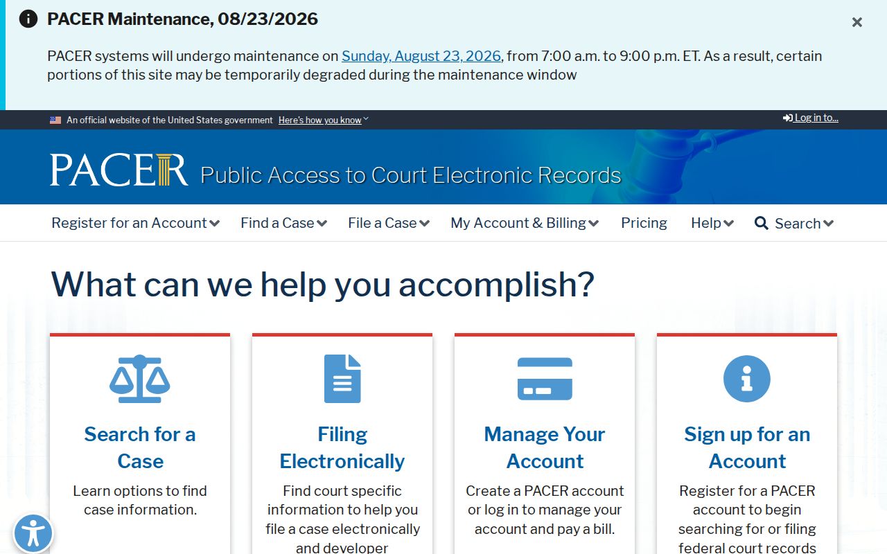 Chattooga County civil court docket PACER reference