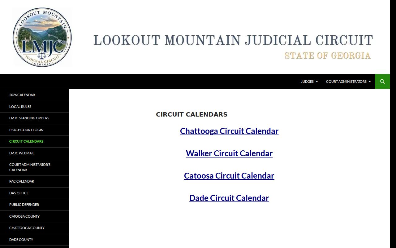 Chattooga County court calendar circuit calendar reference