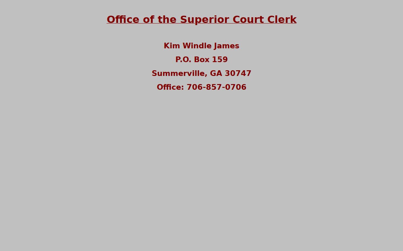 Chattooga County court calendar local clerk reference