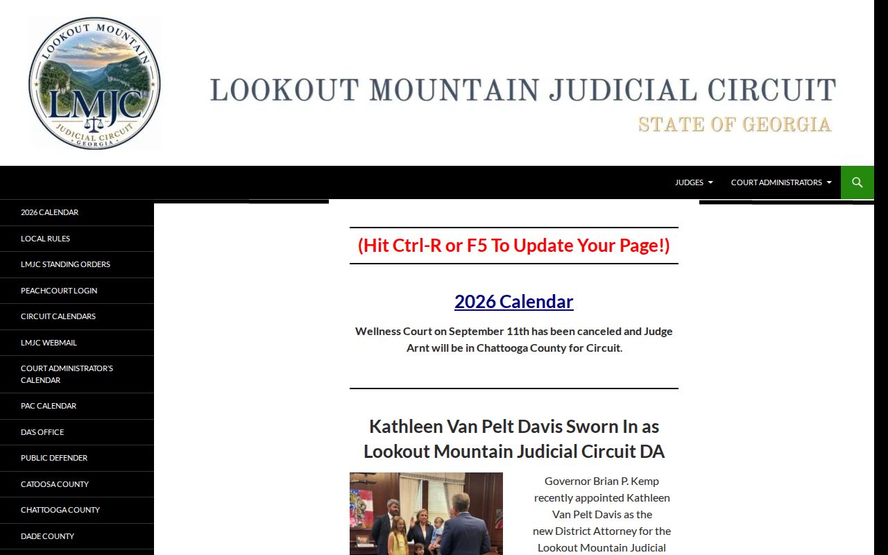 Chattooga County court calendar circuit notices reference