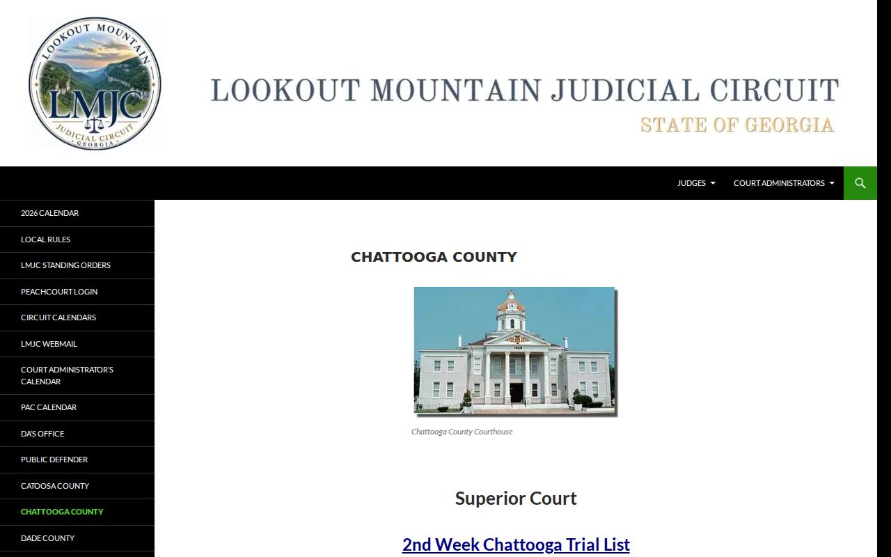 Chattooga County court calendar and hearing reference