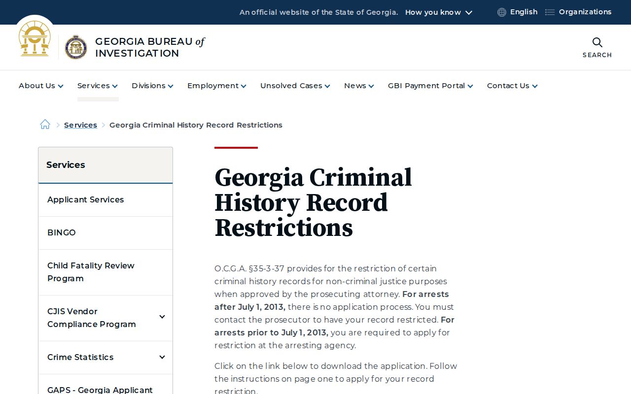 Chattooga County criminal court docket GBI access restriction reference
