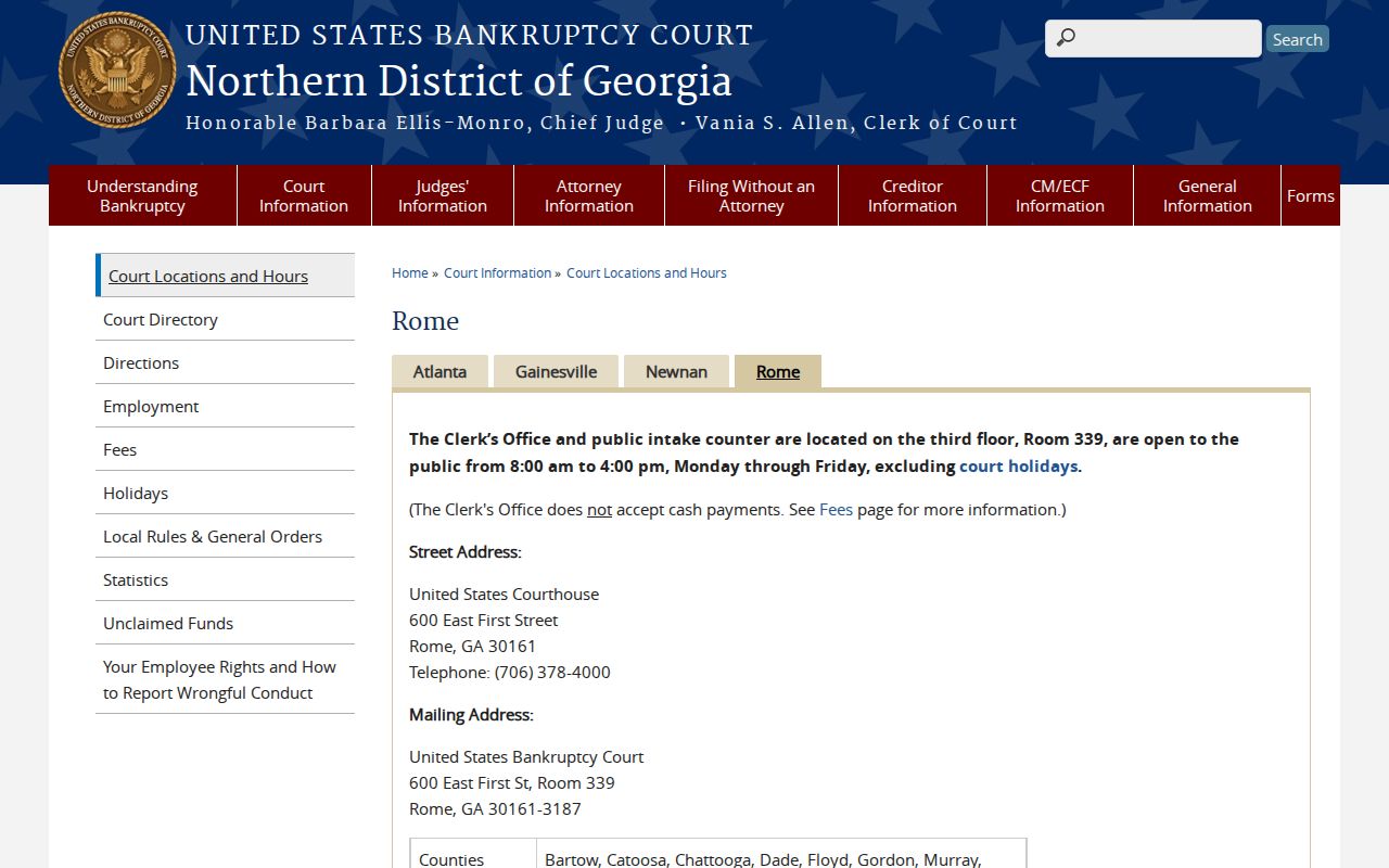 Chattooga County court docket Rome bankruptcy reference