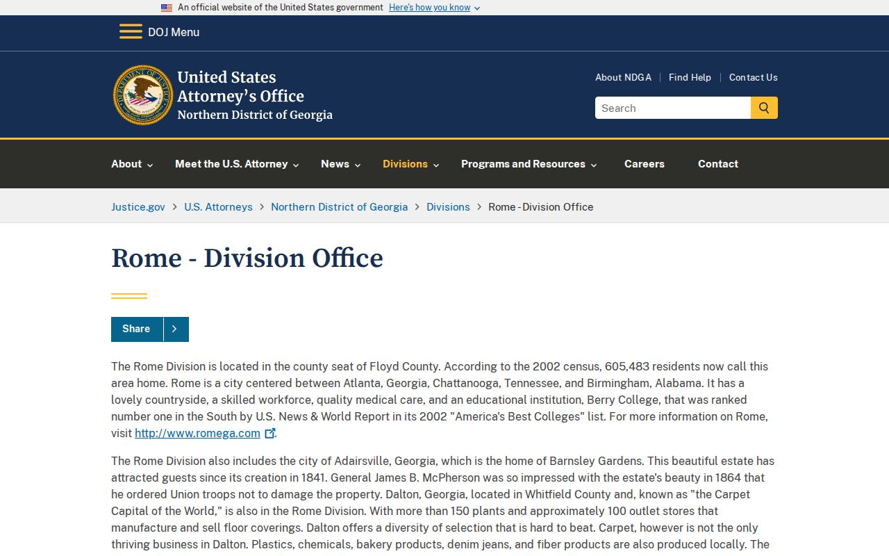 Menlo court docket federal Rome Division reference