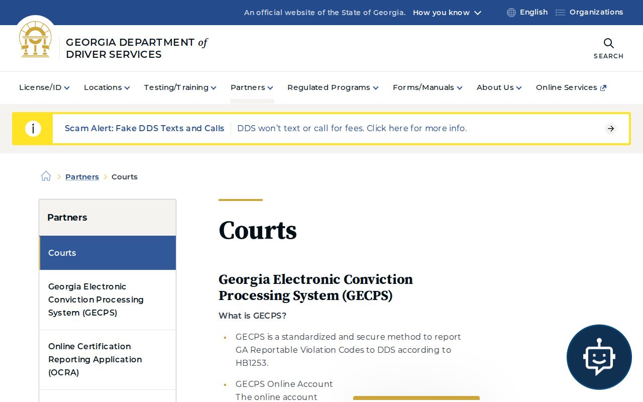 Chattooga County traffic court records DDS court partner reference