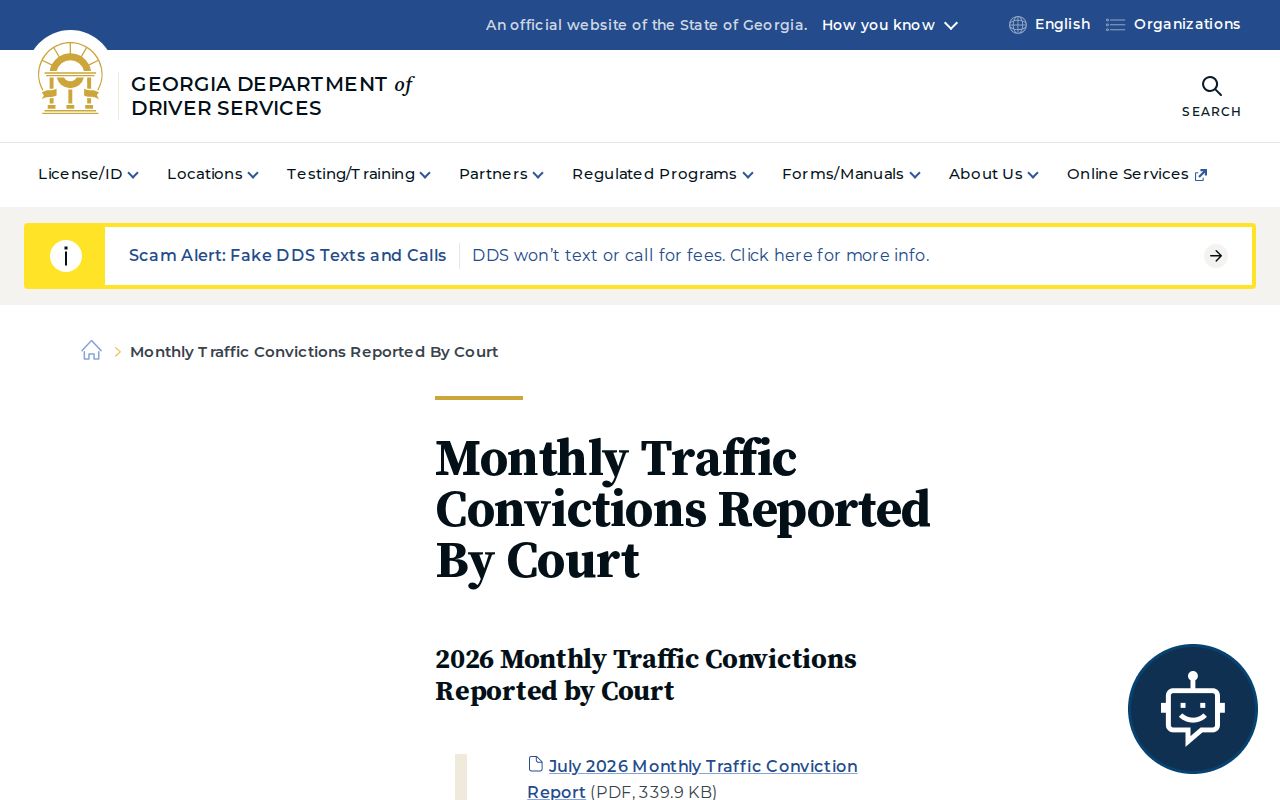 Chattooga County traffic court records DDS reporting reference