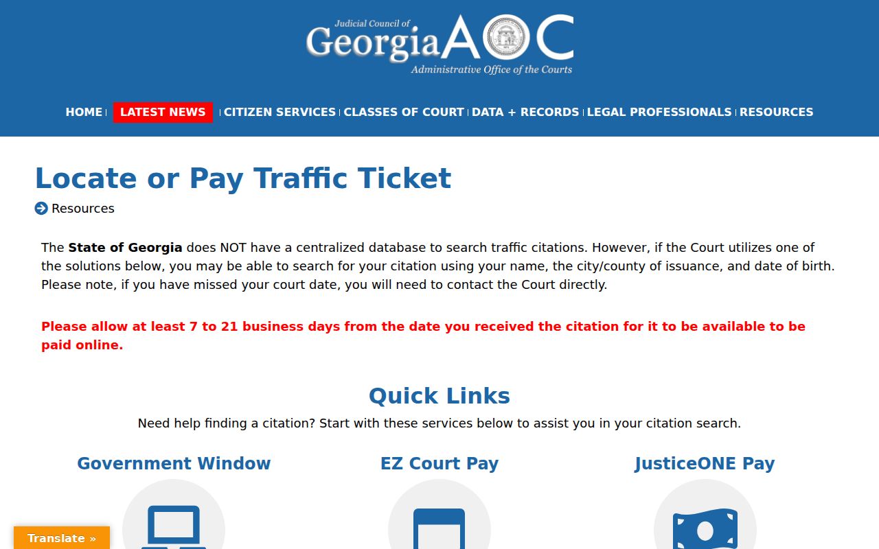 Chattooga County traffic court records Georgia ticket locator reference